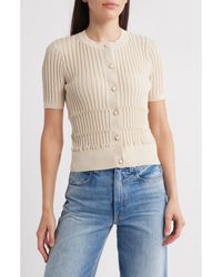 Rag & Bone - Stacey Rib Short Sleeve Cotton Blend Cardigan - Lyst