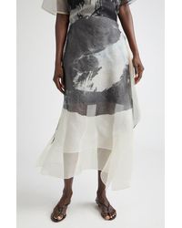 Jason Wu - Sheer Asymmetric Handkerchief Hem Silk Organza Midi Skirt - Lyst