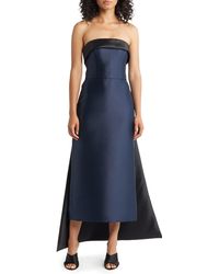 Amsale - Two-tone Strapless Watteau Gown - Lyst