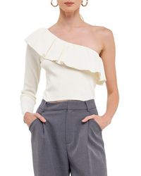 Endless Rose - One-Shoulder Ruffle Rib Knit Top - Lyst