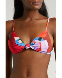 FARM Rio - Watercolor Floral Knotted Bikini Top - Lyst