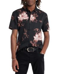 John Varvatos - Loren Floral Short Sleeve Cotton Button-up Shirt - Lyst