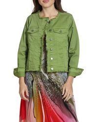 Apny - Frayed Collarless Denim Jacket - Lyst