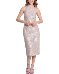 DONNA MORGAN FOR MAGGY - Metallic Halter Neck Cocktail Dress - Lyst