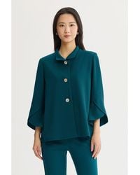 Ming Wang - Button Front Bell Sleeve Deco Crepe Jacket - Lyst