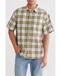 Vans - Lawson Plaid Short Sleeve Cotton & Linen Button-Up Shirt - Lyst
