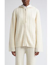 Totême - Cable Knit Wool & Cashmere Zip Hoodie - Lyst