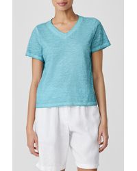 Eileen Fisher - V-neck Organic Cotton T-shirt - Lyst