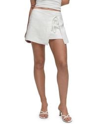 Mango - Linen Wrap Miniskirt - Lyst