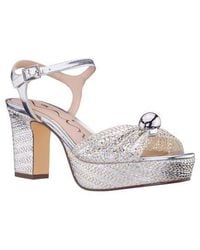 Nina - Metallic Block Heel Platform Sandal - Lyst