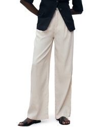 Mango - Straight Leg Linen Blend Pants - Lyst