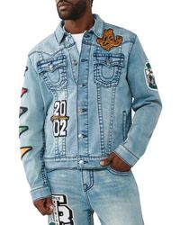 TRUE RELIGION - Jimmy Varsity Patch Denim Trucker Jacket - Lyst