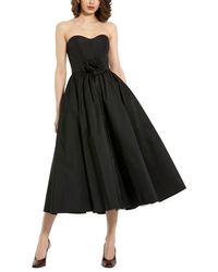 Mac Duggal - Strapless Faille A-Line Rose Detailed Midi Dress - Lyst