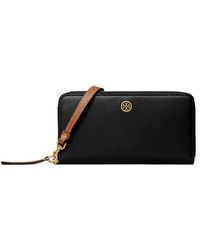 Tory Burch - Robinson Pebble Leather Zip Around Continental Wallet - Lyst