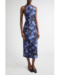 Michael Kors - Print Wool & Silk Sheath Midi Dress - Lyst