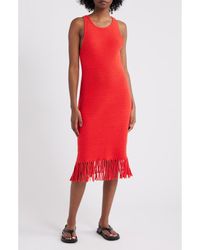 Rails - Nia Fringe Hem Sleeveless Cotton Blend Sweater Midi Dress - Lyst