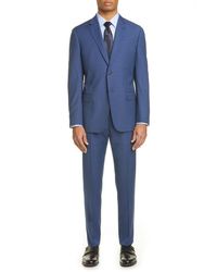Emporio Armani G Line Trim Fit Sharkskin Wool Suit - Blue