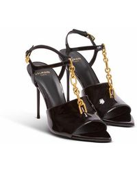 Balmain - Sync Patent Leather Sandals With Heel - Lyst