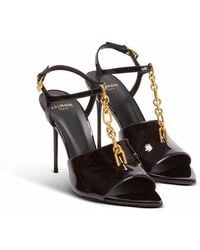 Balmain - Sync Patent Leather Sandals With Heel - Lyst