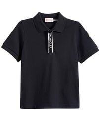 Moncler - Kids' Logo Placket Cotton Piqué Polo - Lyst