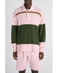 Bottega Veneta - Jumbo Stripe Long Sleeve Cotton Piqué Polo - Lyst