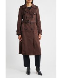 BCBGMAXAZRIA - Belted Double Breasted Faux Leather Trench Coat - Lyst