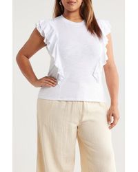 Caslon - Cascade Ruffle Cotton Blend Top - Lyst