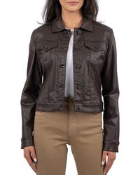 Kut From The Kloth - Julia Coated Crop Denim Trucker Jacket - Lyst