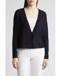 Eileen Fisher - V-neck Organic Linen & Organic Cotton Cardigan - Lyst