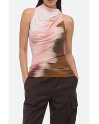 Helmut Lang - Batik Print Ruched Sleeveless Top - Lyst