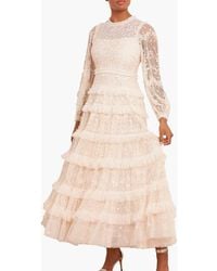 Needle & Thread - Blossom Long Sleeve Lace Ankle Gown - Lyst