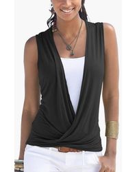 Lascana - Sleeveless Wrap Look Top - Lyst