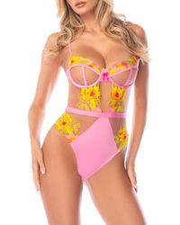 MAPALE - Floral Embroidered Underwire Teddy - Lyst