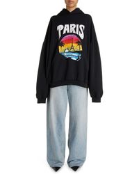 Balenciaga - Paris Tropical Oversize Cotton Fleece Graphic Hoodie - Lyst