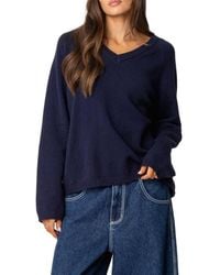 Edikted - Martha Oversized V-Neck Sweater - Lyst