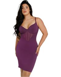 Popilush - Shapewear Mesh Corset Panel Built-In Sculpting Midi Dress - Lyst