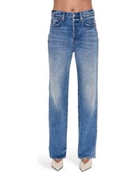 Pistola - Cassie Embellished High Waist Ripped Straight Leg Jeans - Lyst