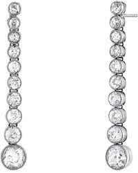 Mindi Mond - Milgrain Bezel Diamond Linear Drop Earrings - Lyst