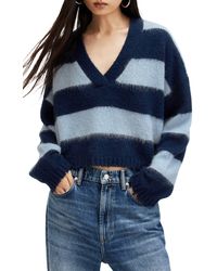 AllSaints - Lou Stripe Crop Sweater - Lyst
