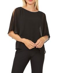 Chaus - Rhinestone Trim Cold Shoulder Overlay Top - Lyst