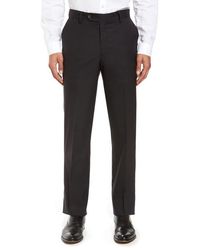Berle - Flat Front Stretch Solid Wool Trousers - Lyst