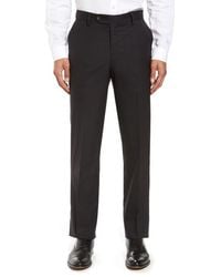 Berle - Flat Front Stretch Solid Wool Trousers - Lyst
