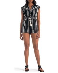 Elan - Sleeveless Button-Up Cotton Cover-Up Romper - Lyst