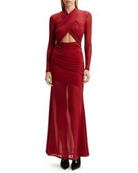 Bardot - Veria Front Wrap Long Sleeve Mesh Gown - Lyst