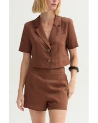 Crescent - Cropped Linen Blend Blazer - Lyst