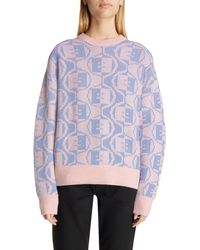 Acne Studios - Katch Face Logo Two-tone Wool & Cotton Sweater - Lyst