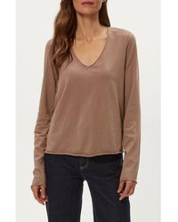 Michael Stars - Kailee Long Sleeve V-Neck Cotton T-Shirt - Lyst
