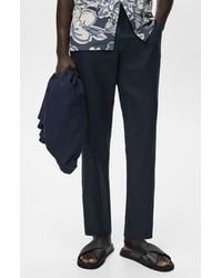 Mango - Slim Fit Flat Front Linen Pants - Lyst
