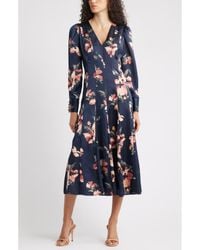 Chelsea28 - Long Sleeve Satin Midi Dress - Lyst