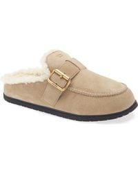 Prada - Genuine Shearling Buckle Mule - Lyst